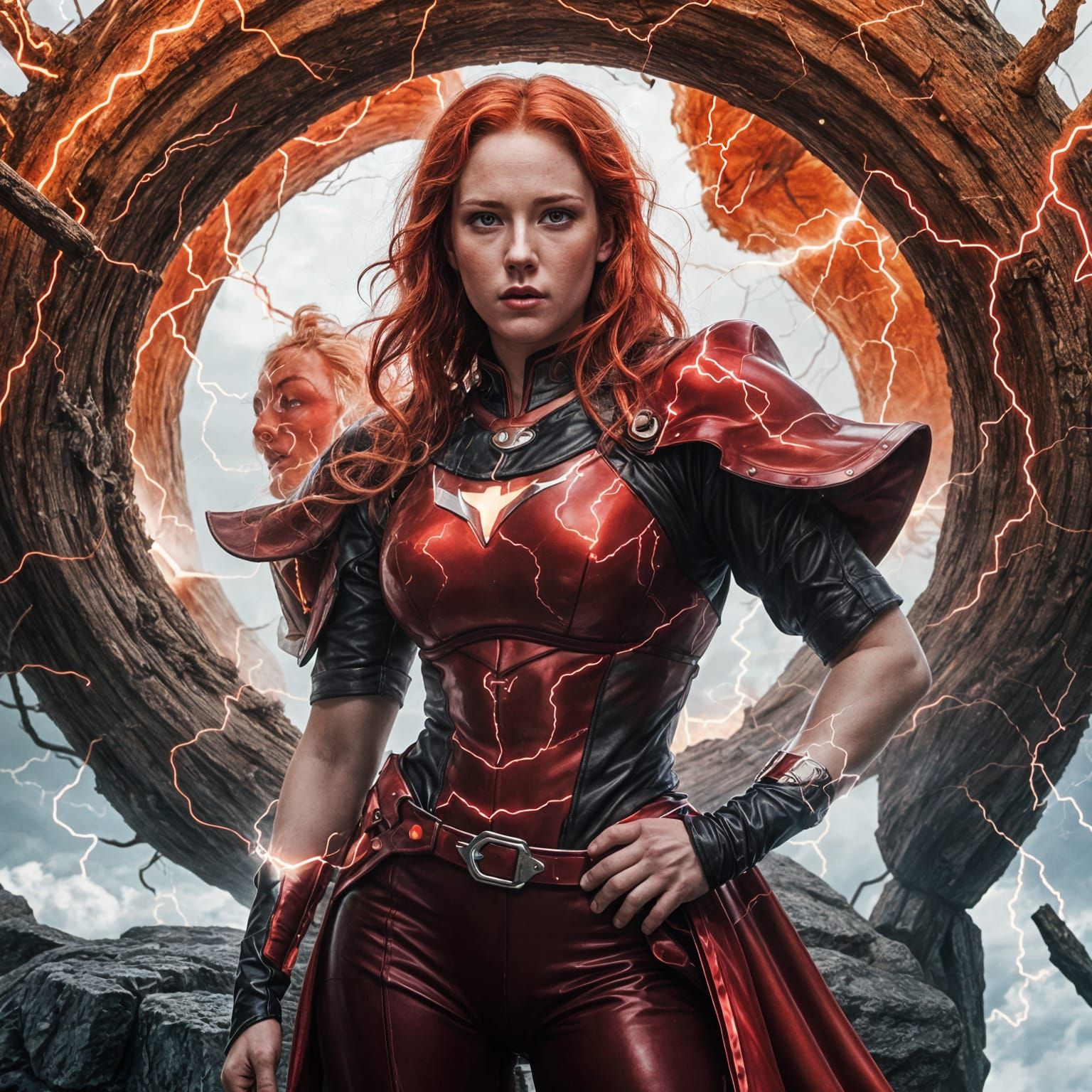 Female flash with speed force construct armor