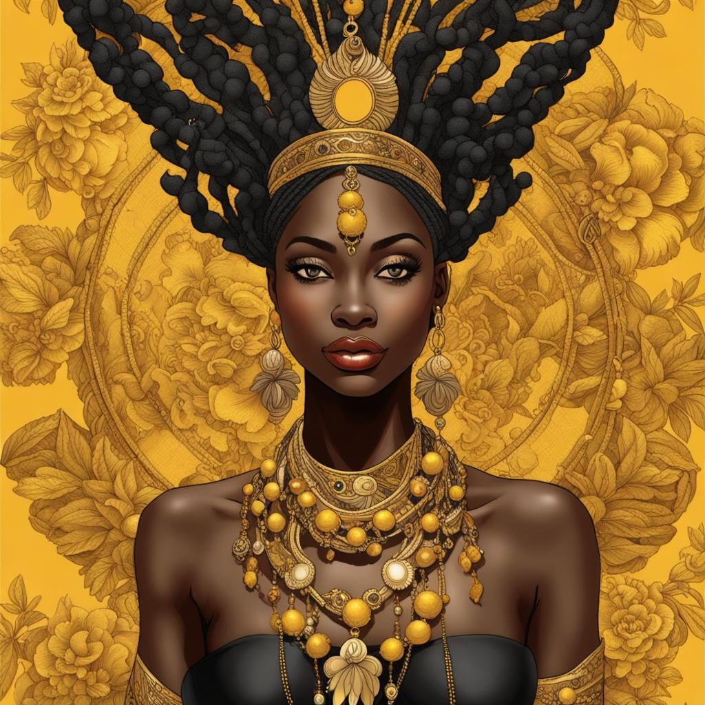Oshun: Yoruba Princess in Gold and Yellow