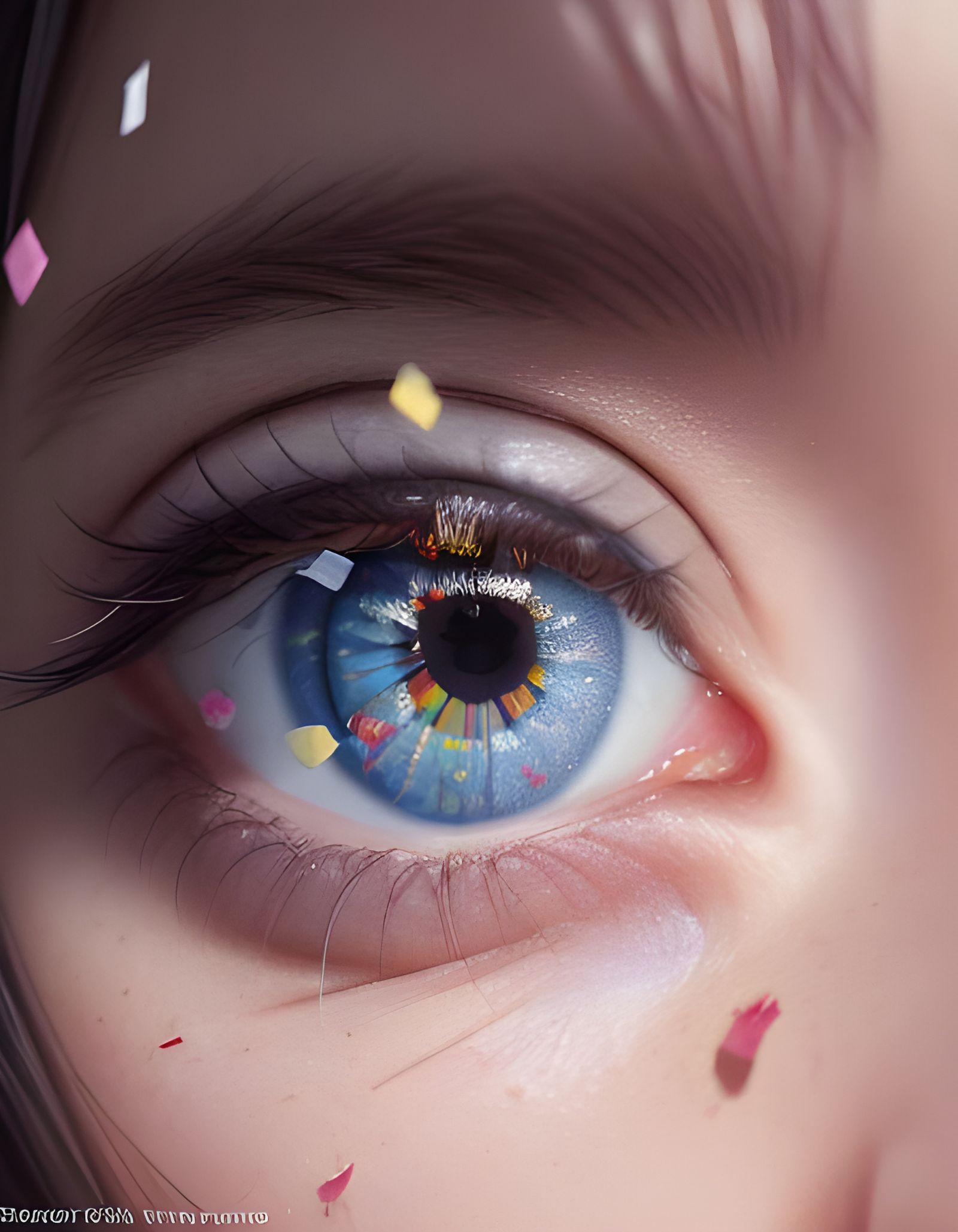 Confetti Eye: A Photorealistic Close-Up Portrait
