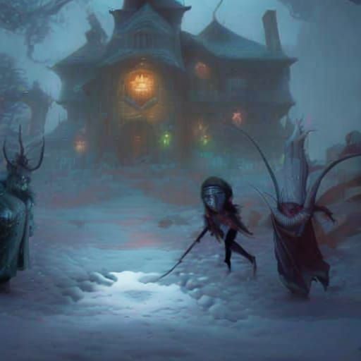 Creepy Gnome in Detailed Matte Painting Style