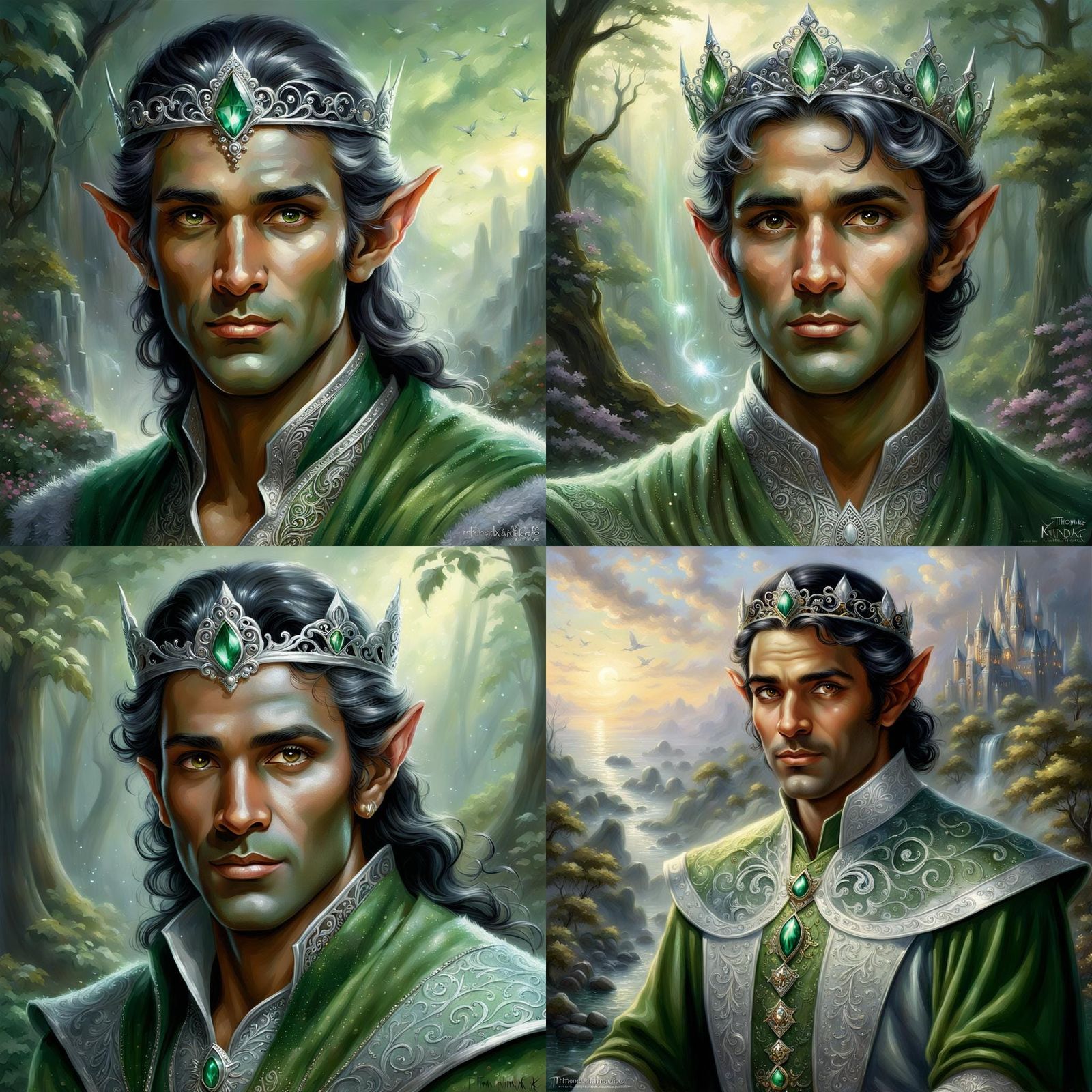 Wise Elf with Silver Diadem in Ethereal Style