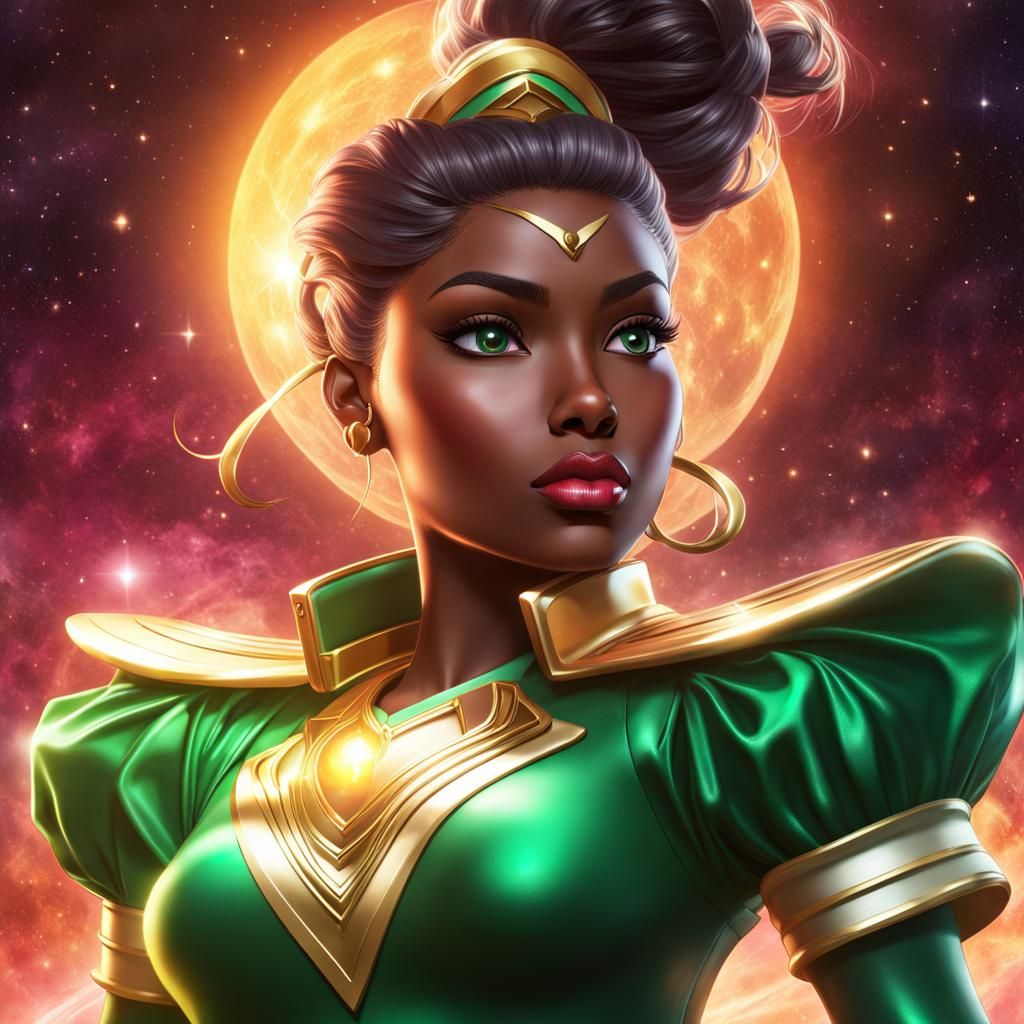 African-American Sailor Jupiter in Galaxy, Digital Art