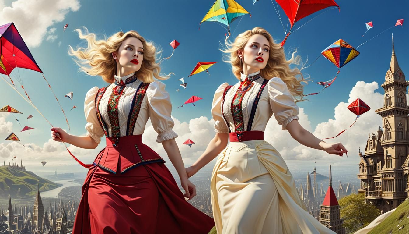 Sisters Hiltina & Hiltara Having Fun At The Great Kite Festival Of 1848