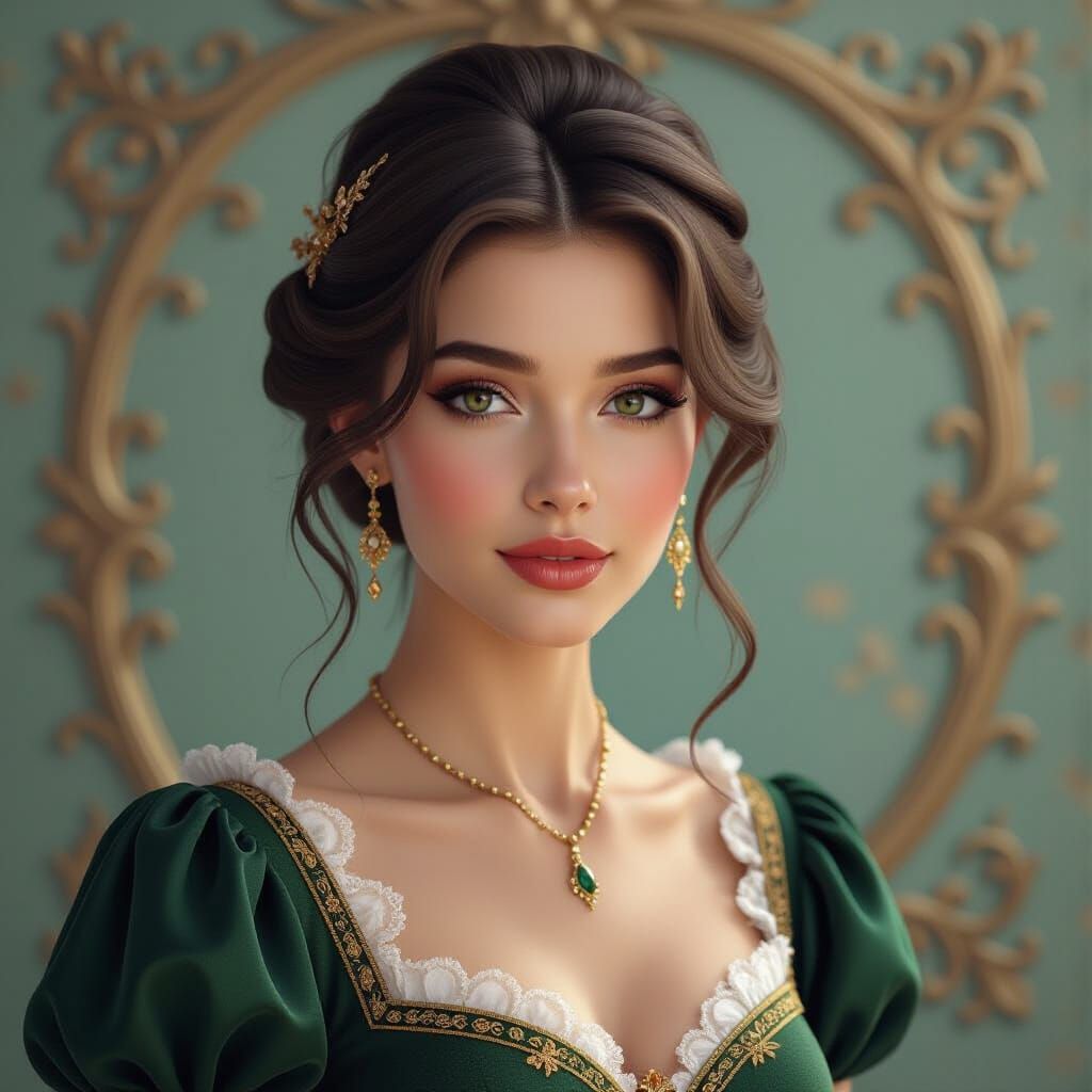 Elegant Woman Portrait in Fantasy Realism Style