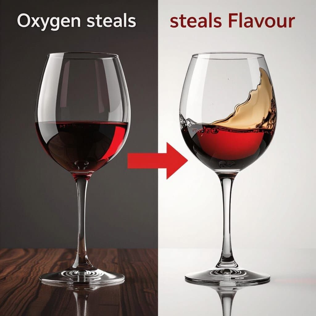 Wine Glasses: Vibrant vs. Oxidized, Photorealistic