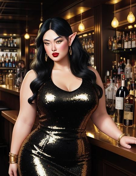 Glamorous Elf Woman in Comic Book Art Style