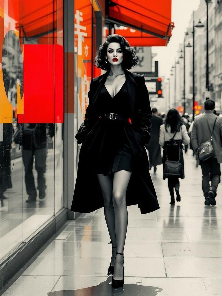 Italian Pin-Up in Bauhaus Style with Bold Accents