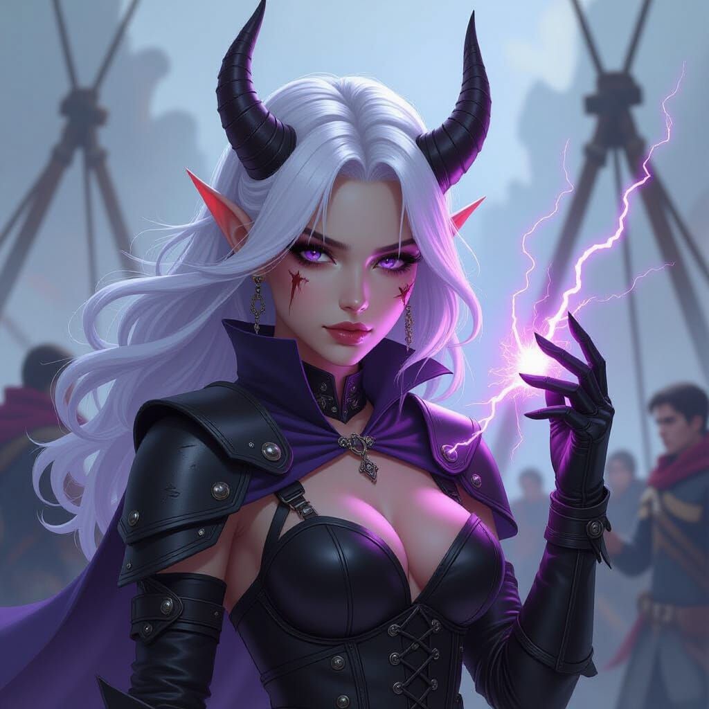 Tiefling Warrior Crackling with Violet Lightning in Fantasy ...