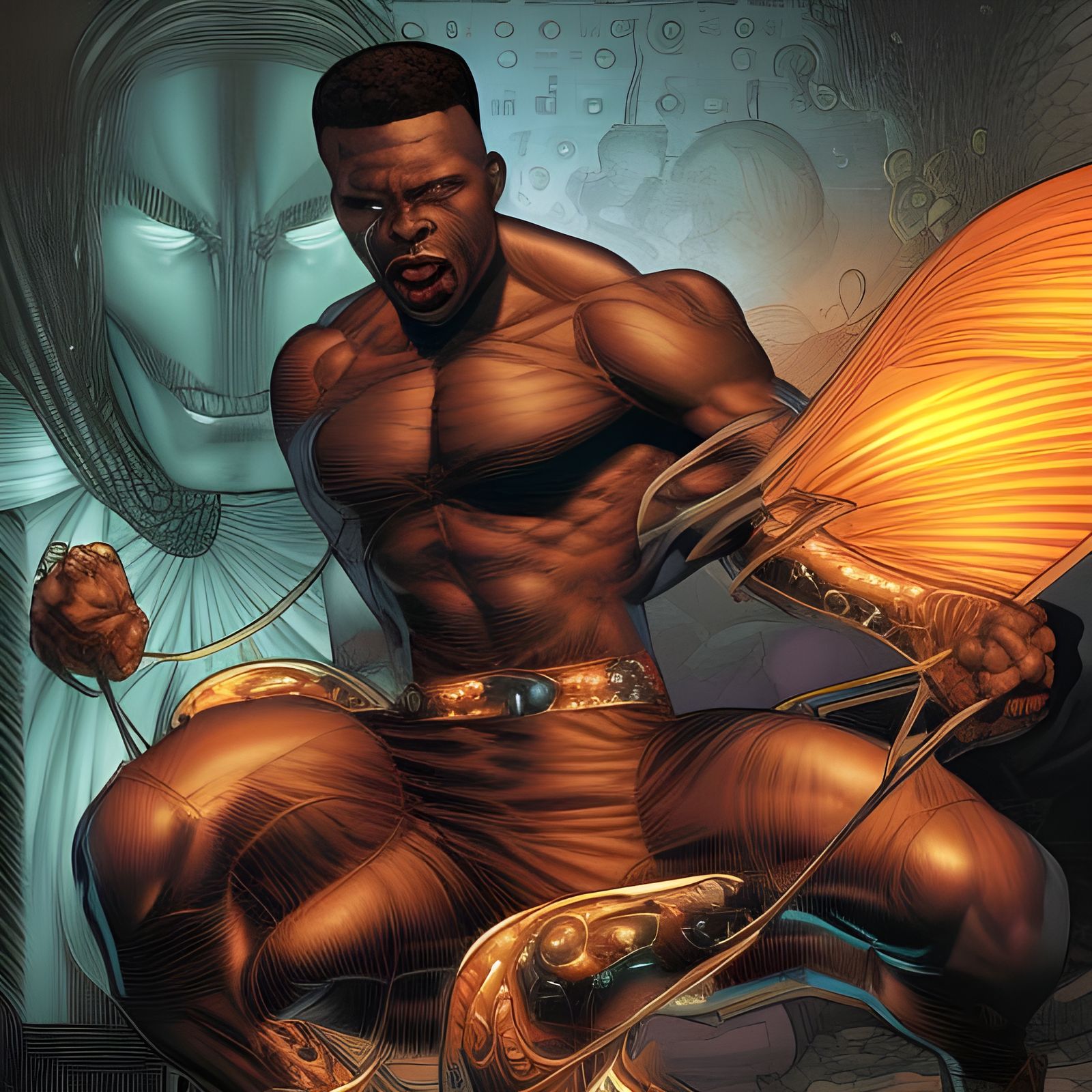Giga Black Man in Comic Book Art Style