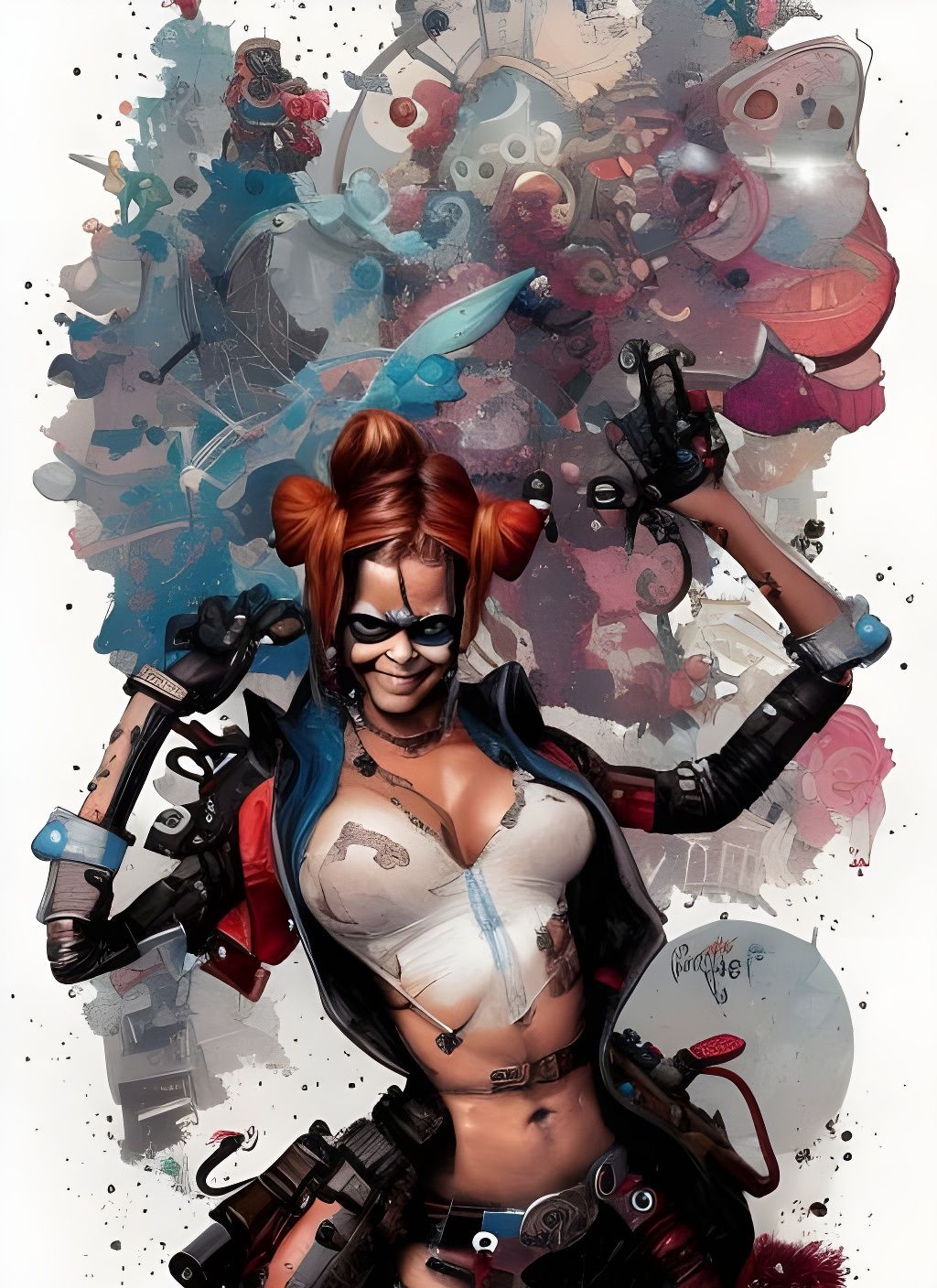 Halle Berry as Harley Quinn Watercolor Masterpiece