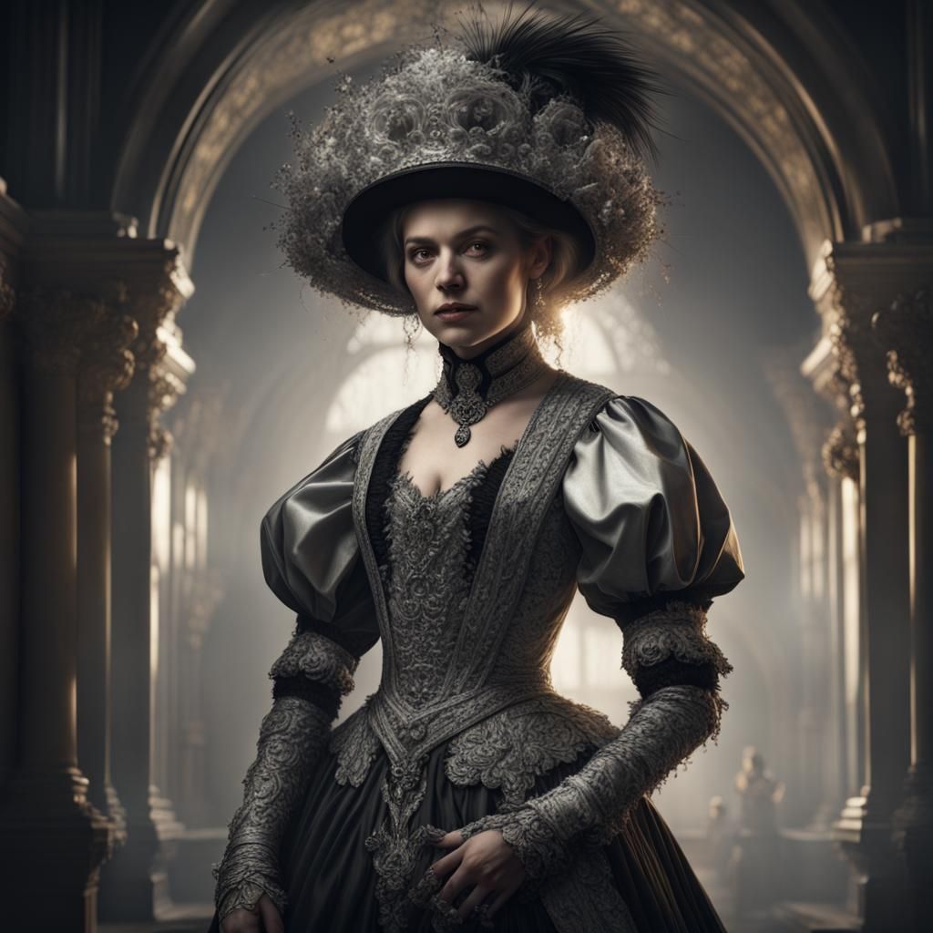 Gothic Woman Portrait in Rembrandt Style