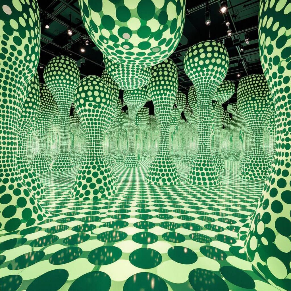 Emerald Green Polka Dot Infinity Room in Kusama Style