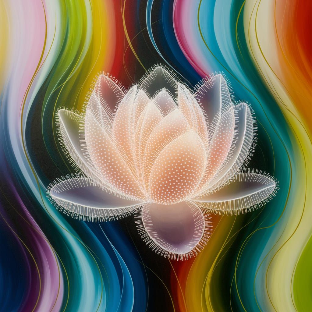 Surreal Lotus Blooms in Vibrant, Swirling Colors