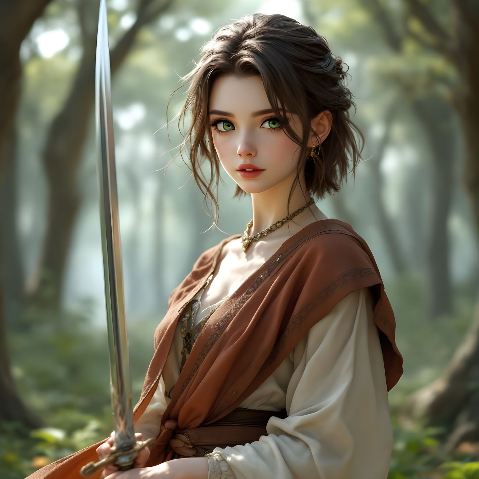 Medieval Anime Goddess Embodies Strength and Beauty