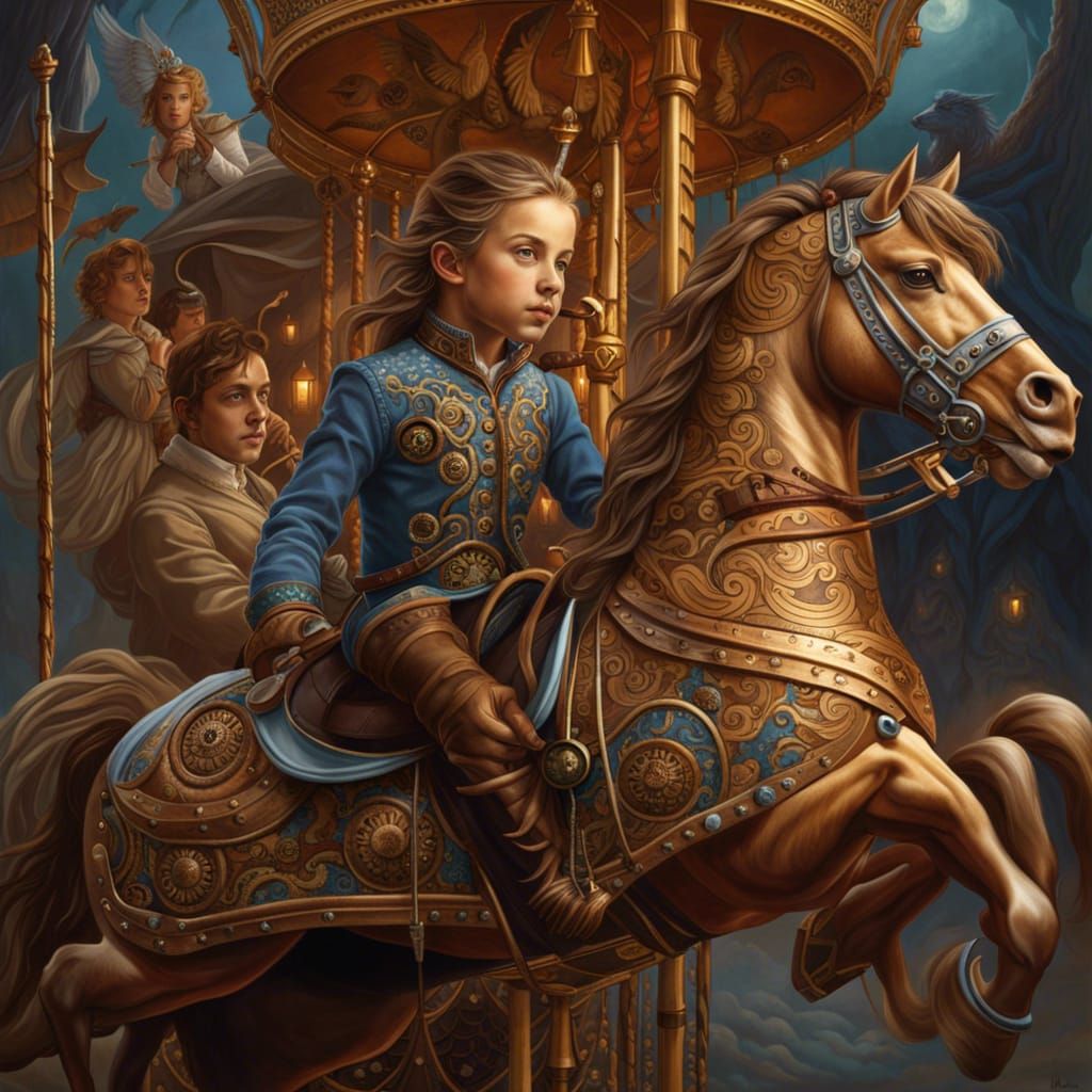 Steampunk Carousel Horse Fantasy Art