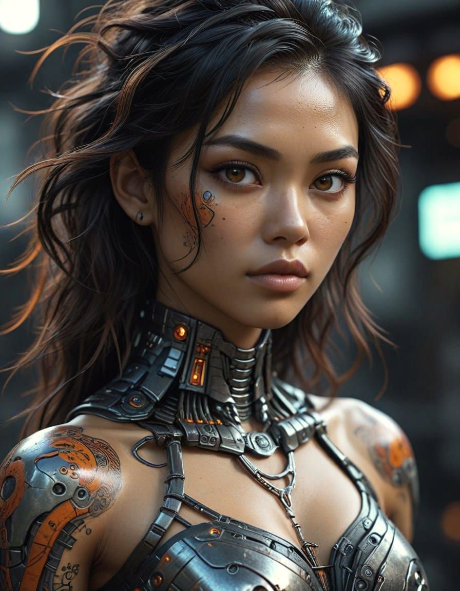 Cyborg Idol in Polished Metal Armor