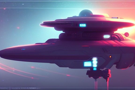 Space Battle Station in Digital Art Style