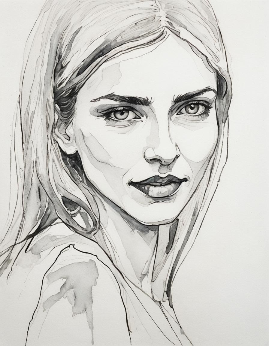 Expressionist Portrait of a Serene Woman in Bold Colors