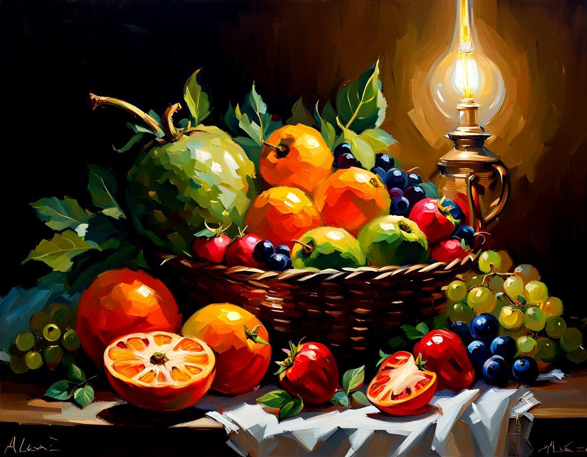 Fruit and Veg: Alla Prima Oil Painting at Night