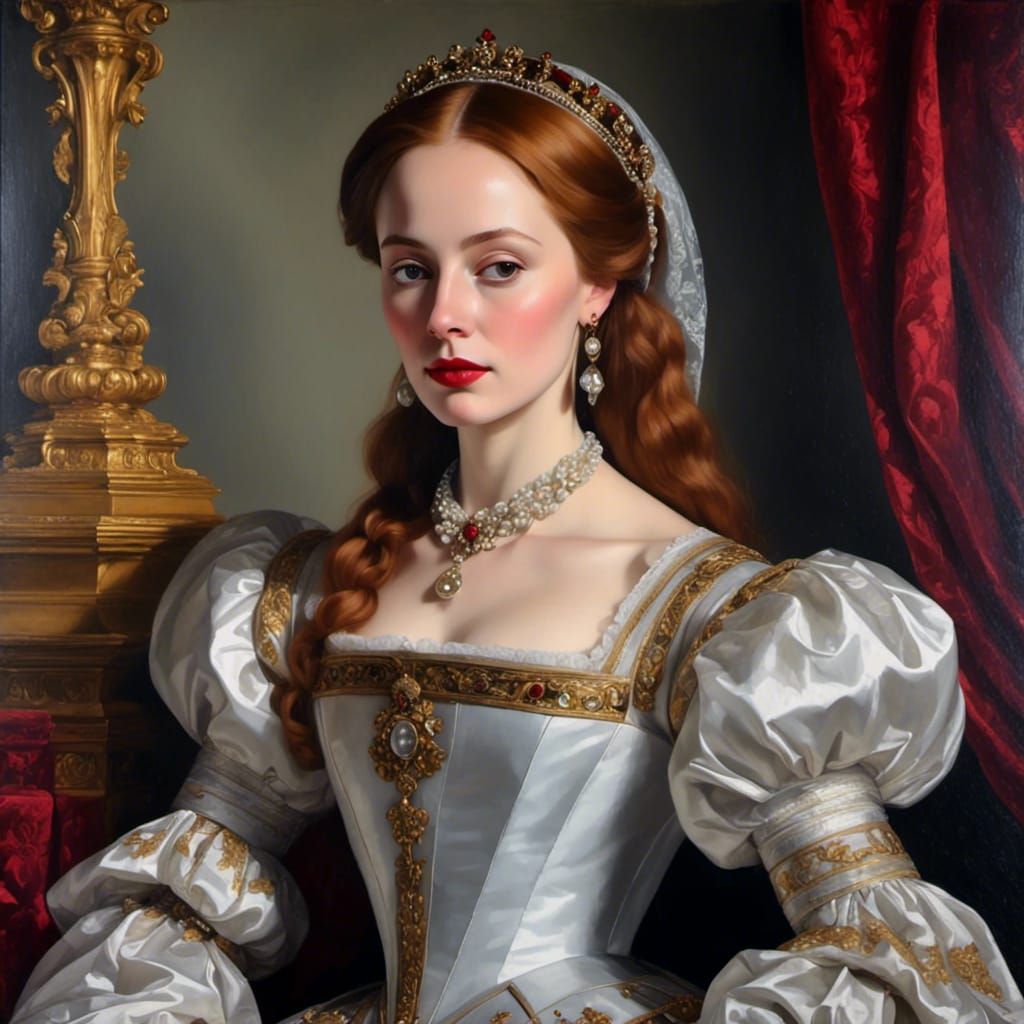 Catherine Howard Portrait in Oil Painting Style