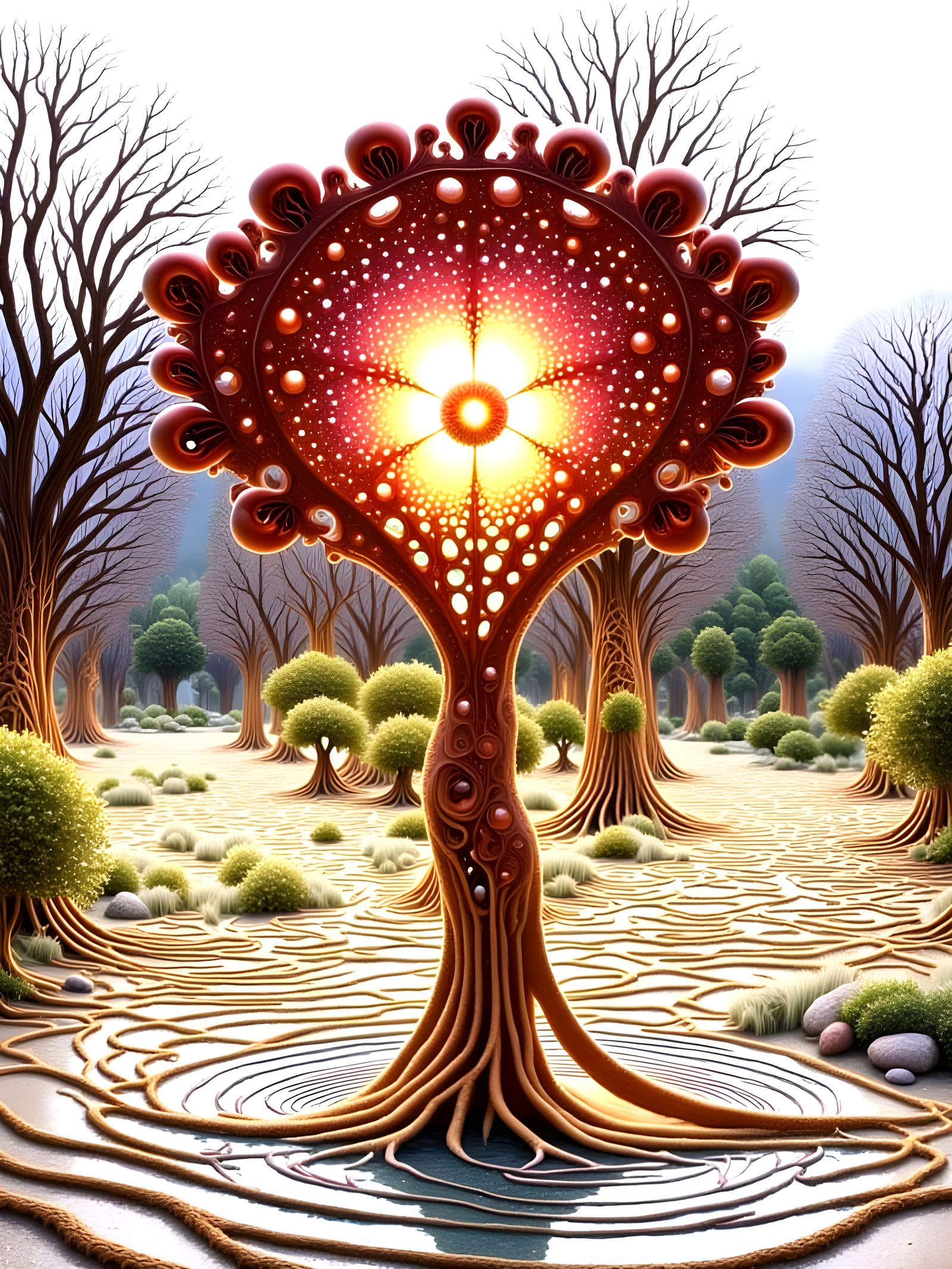 Futuristic Mars Base Eco-City at Sunset