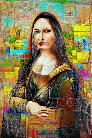 Mona Lisa Pop Art in Abstract Acrylic Style