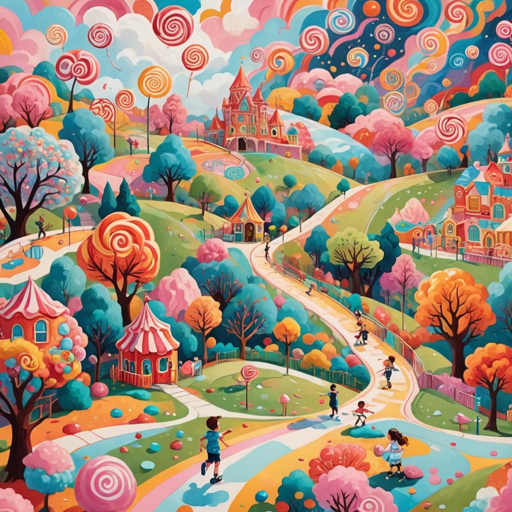 Child's Fantasy Playground in Gouache Illustration