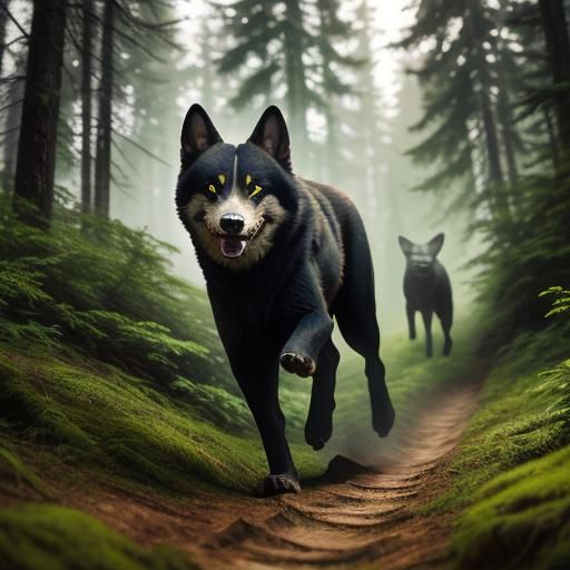 Western Siberian Laika Running Freely in Forest