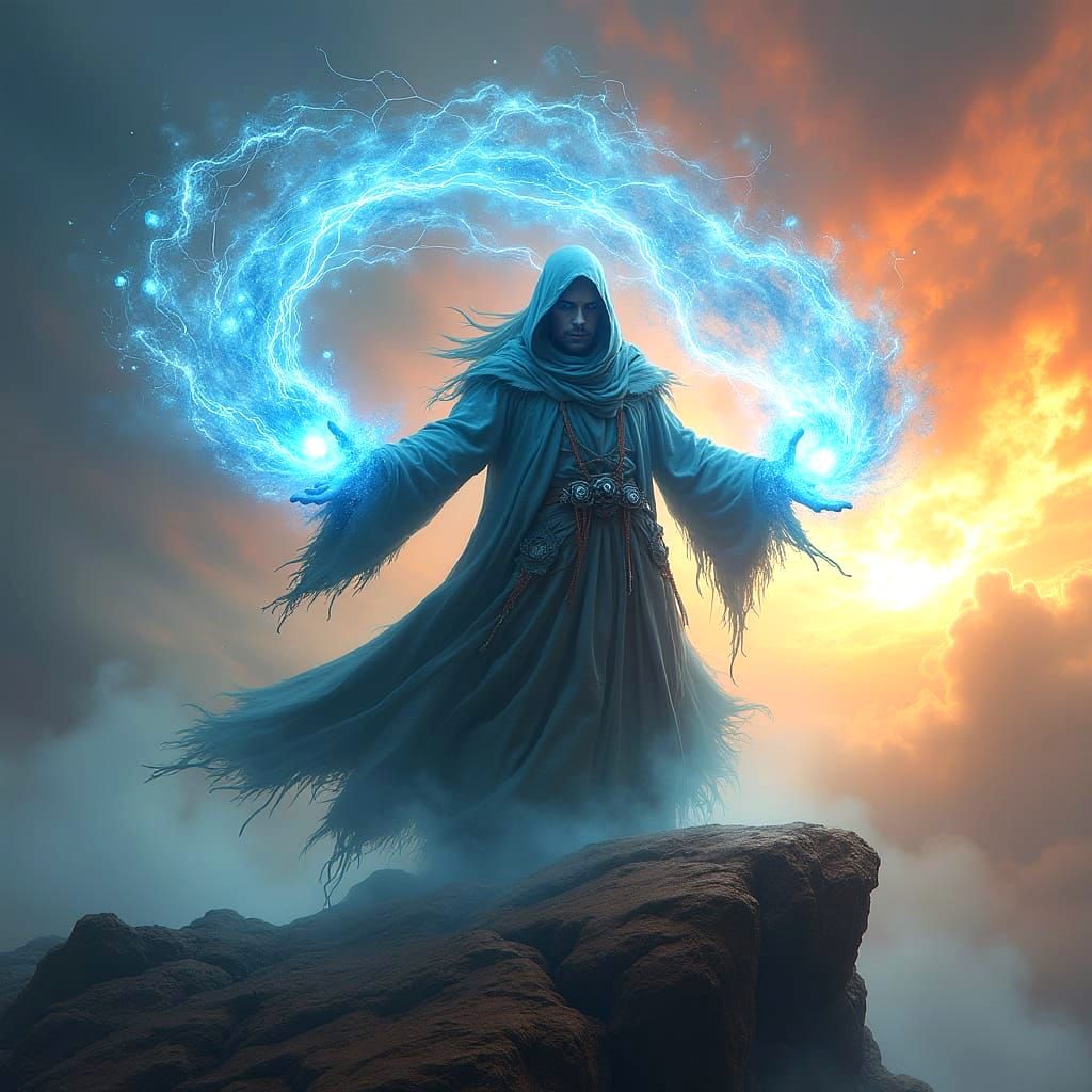 Mystical Storm Summoner in Fantasy Concept Art
