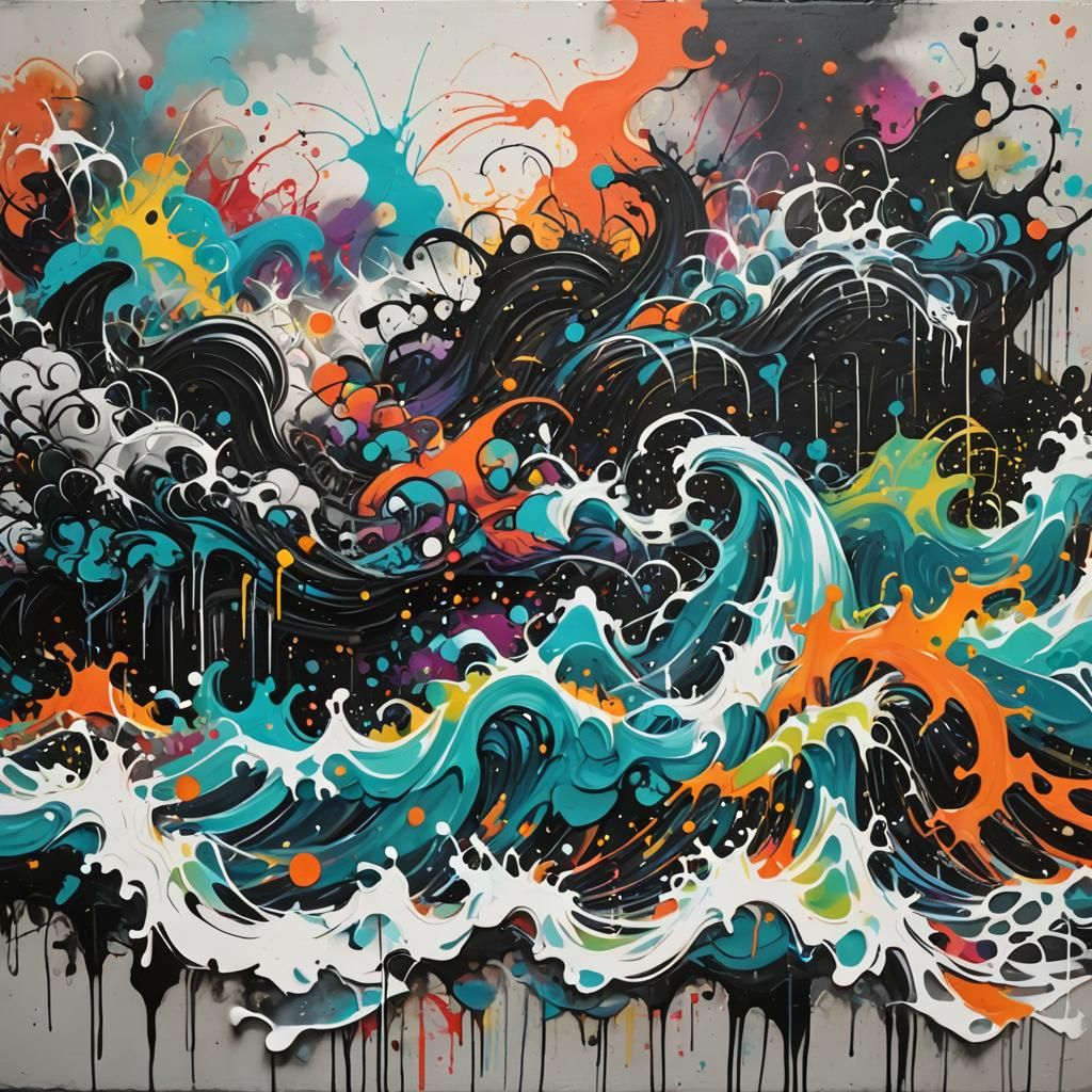 Melancholic Waves: Graffiti Art in High Contrast