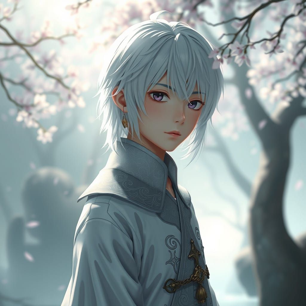Anime-Inspired Boy in Elegant Fantasy Attire
