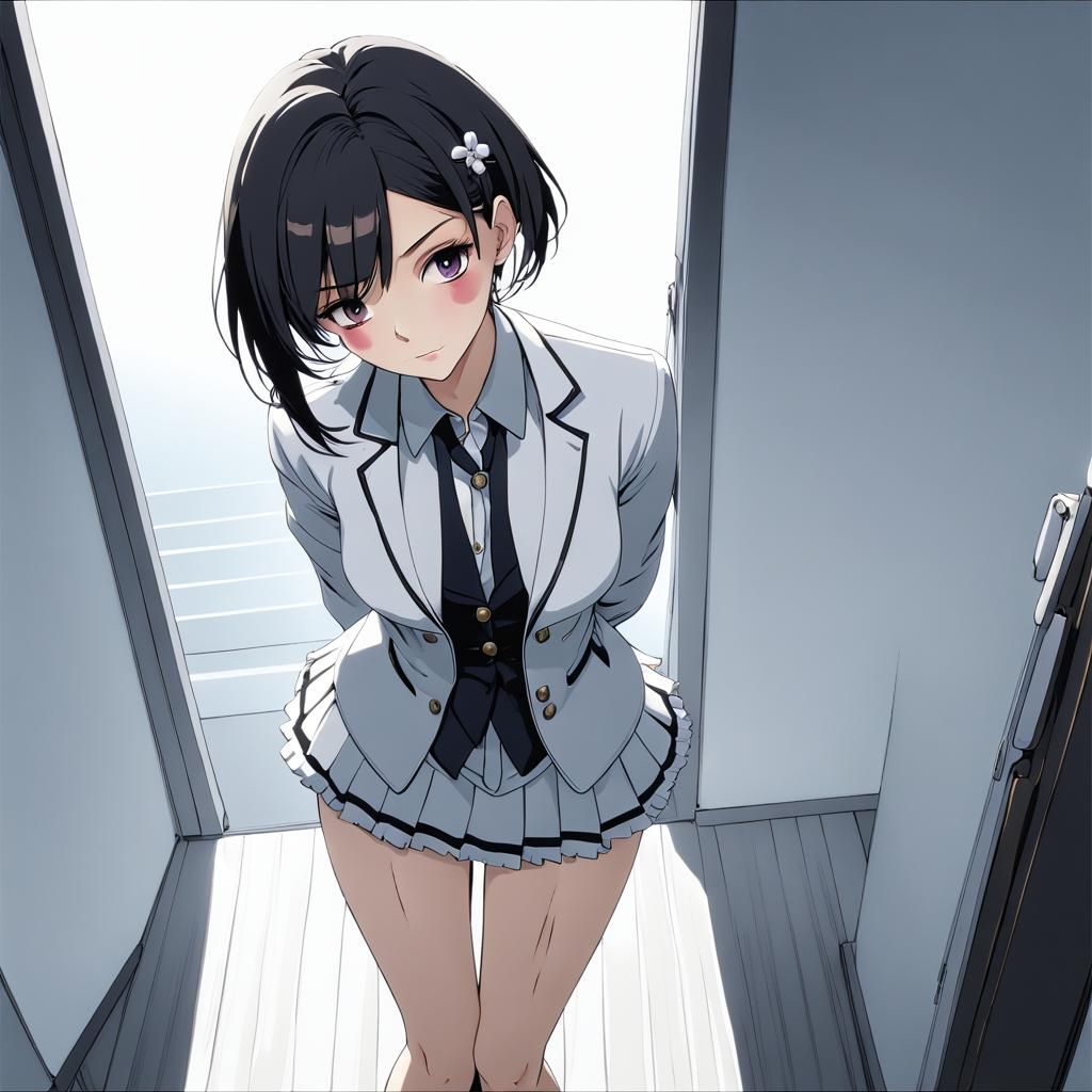 Stylish Woman with Two-Tone Hair in Cel-Shaded Style