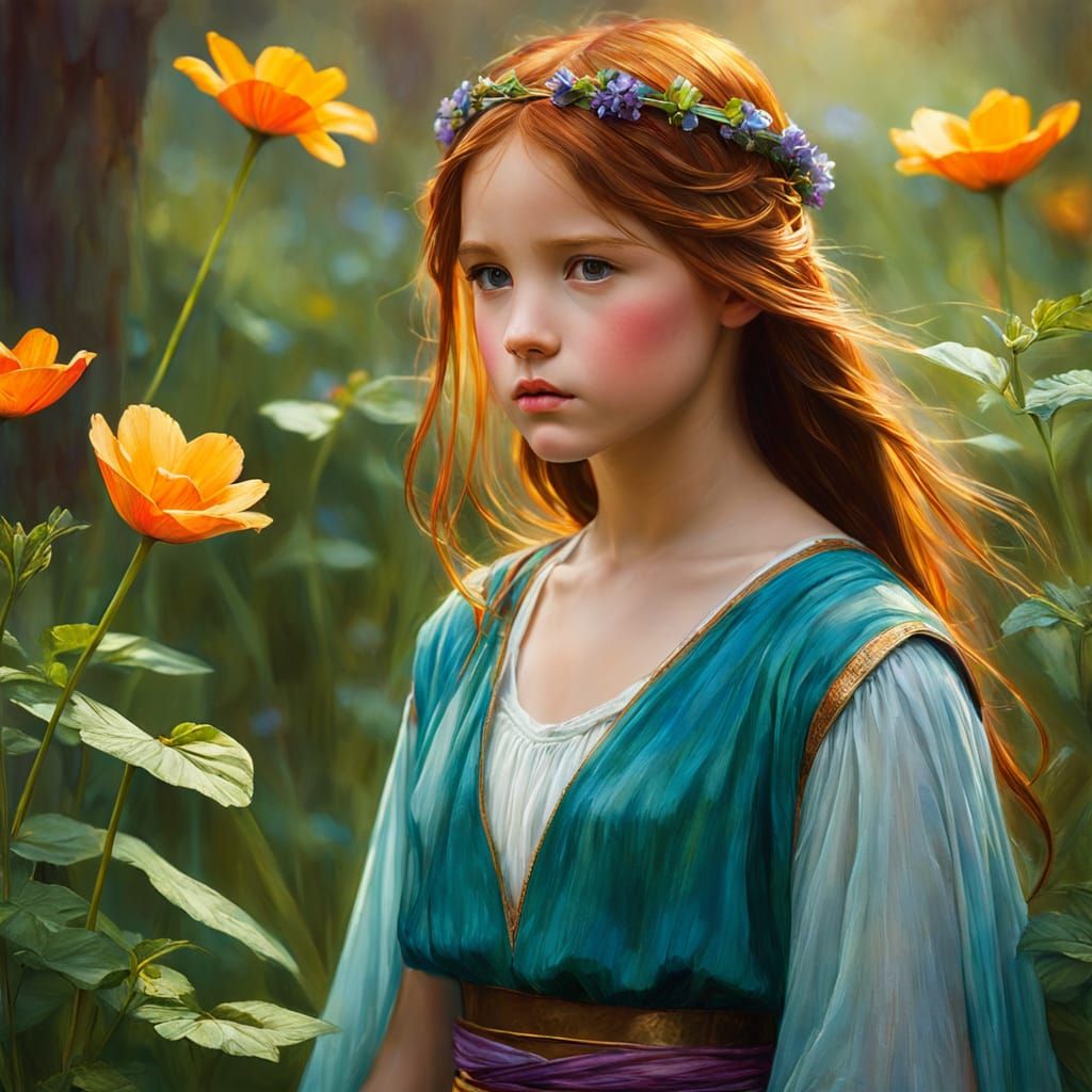 Paladin in Wildflowers, Watercolor Style