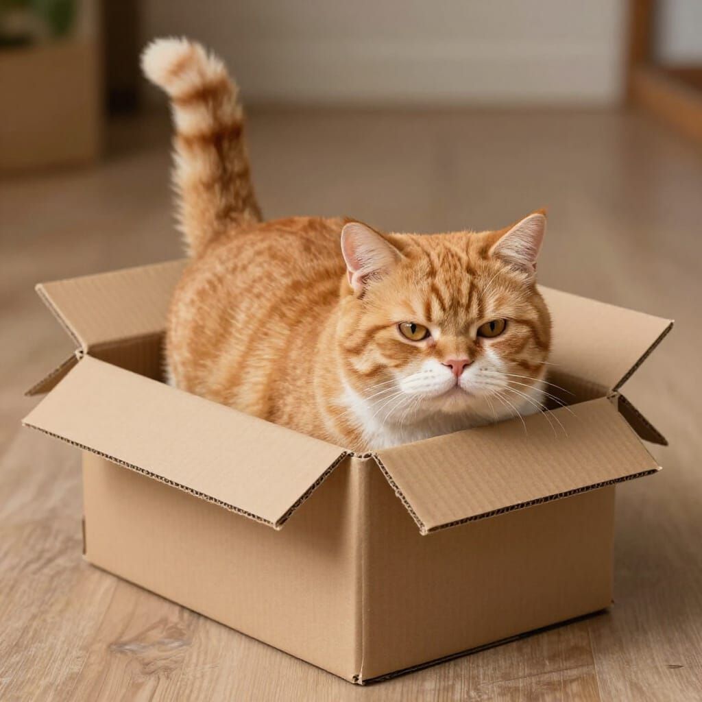 Fat Cat Tries to Fit in Cardboard Box