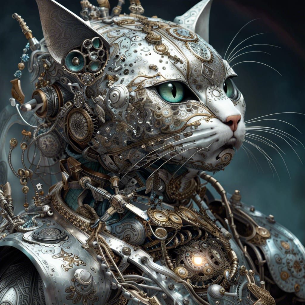 Filigree Armor Robot Cat: A Digital Masterpiece