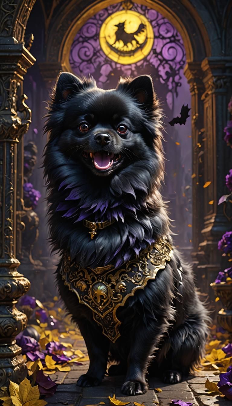 Vampire Pomeranian in Dark Fantasy Style