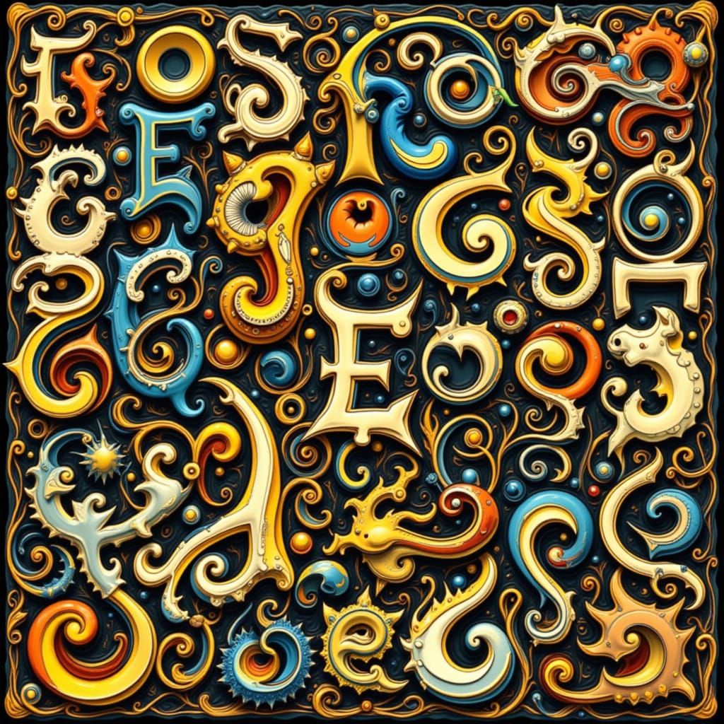 Elegant Letter E Art Nouveau Illustration