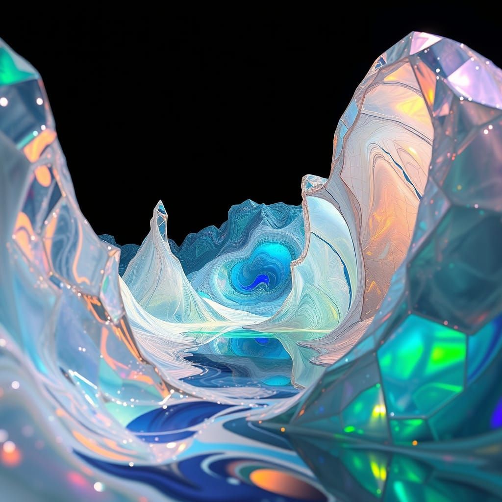 Surrealist Glass Realm with Kaleidoscopic Colors