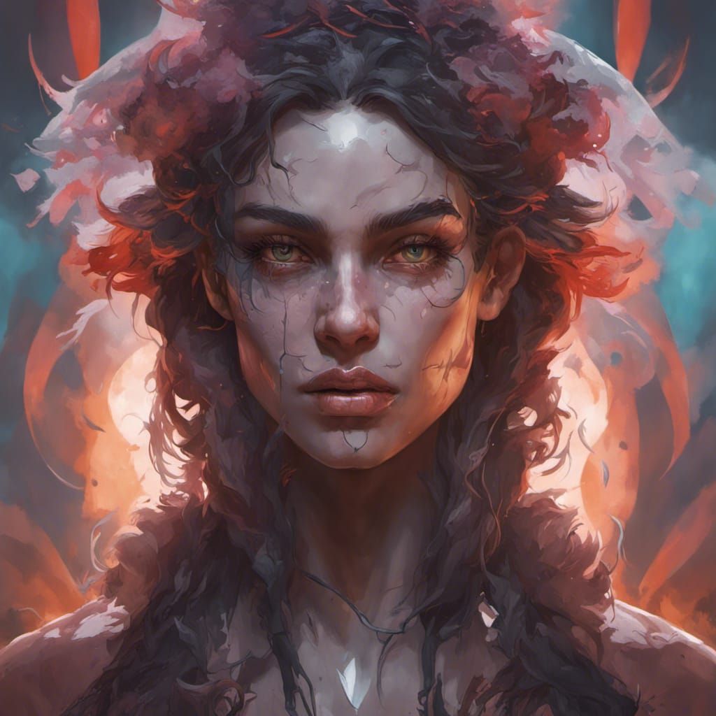 Scary Portrait in Hyperdetailed Splash Art Style