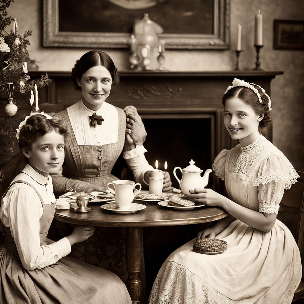 Vintage Family Portrait in Warm Sepia Tones