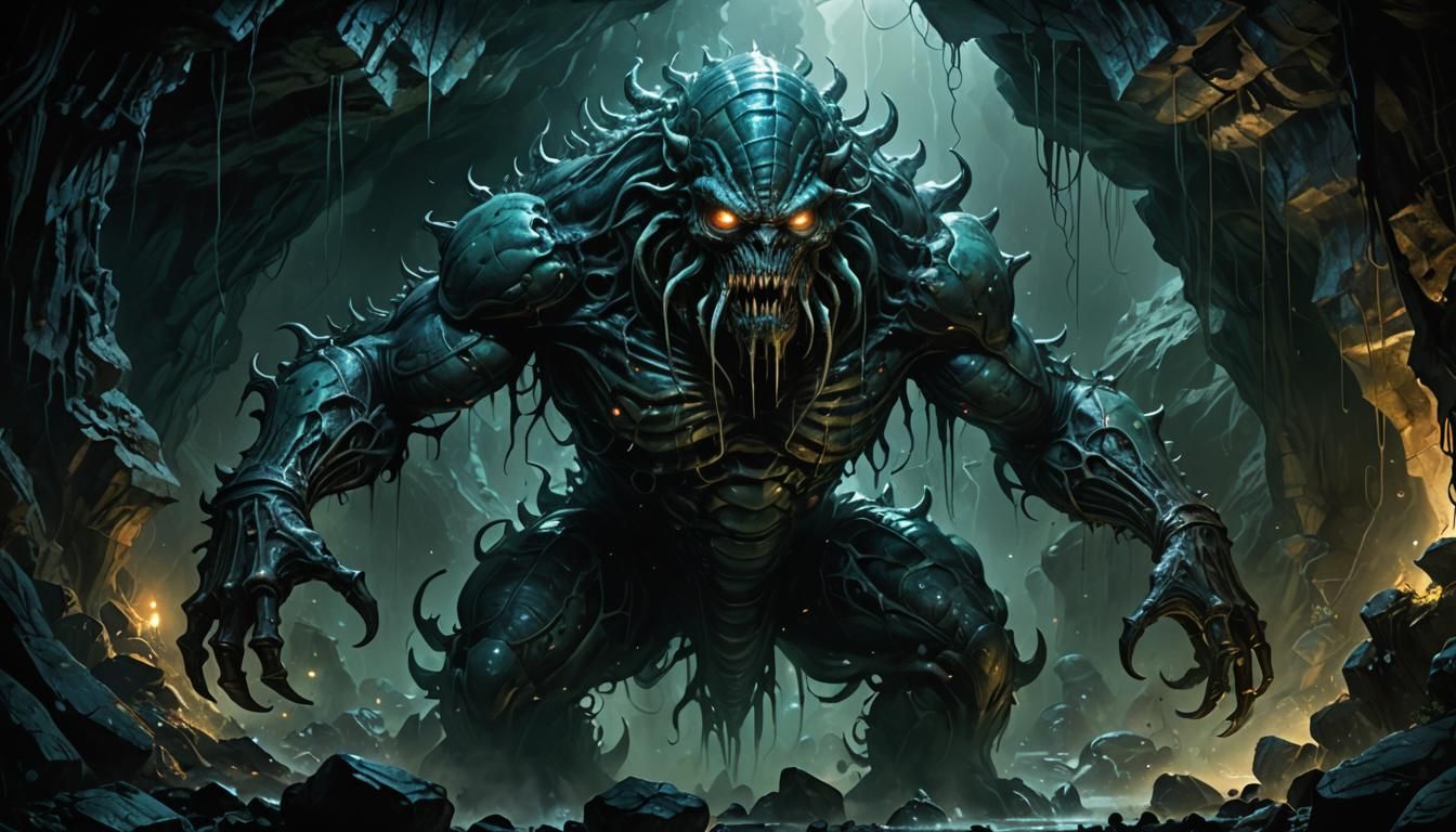 Grotesque Monster Emerges in Dark Fantasy Concept Art