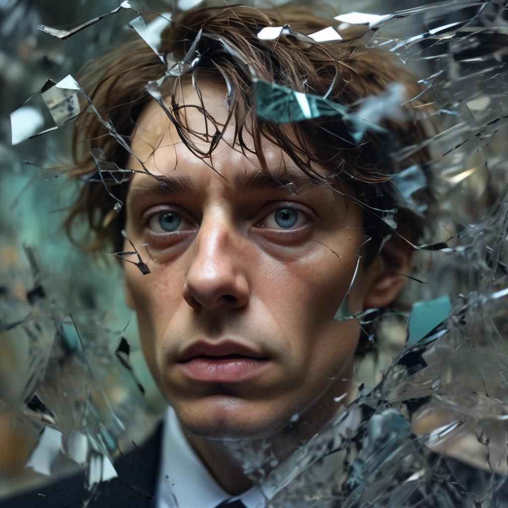 Fragmented Face in Eerie Surreal Portrait