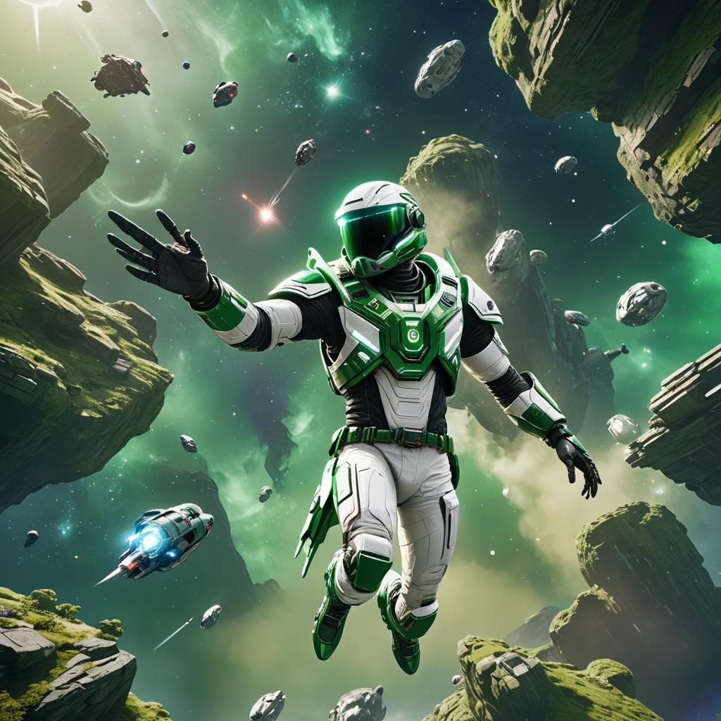 Green Condor Space Ranger in 3D Cinematic Style