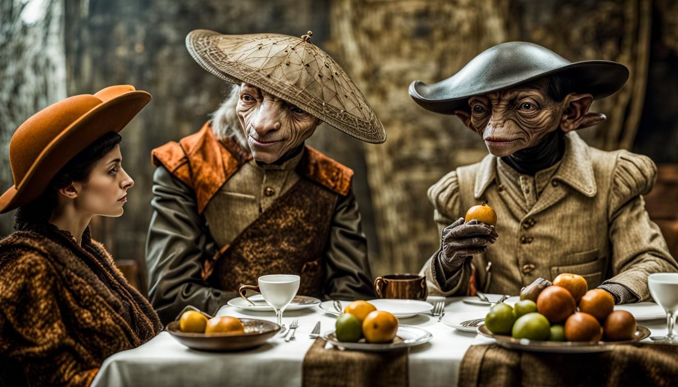 Surreal Alien Restaurant Celebration: Hyperreal Digital Art