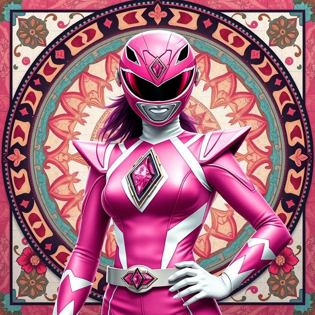 The Pink Gemstone Hummingbird power ranger with a pink gemst...