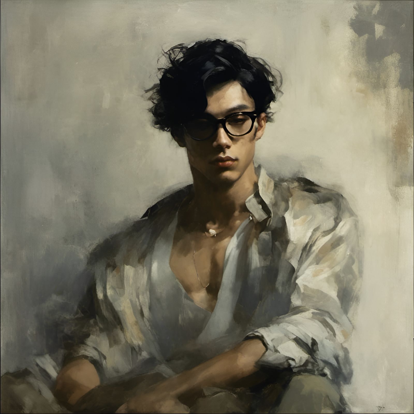 Italian Man Portrait in Impasto Style