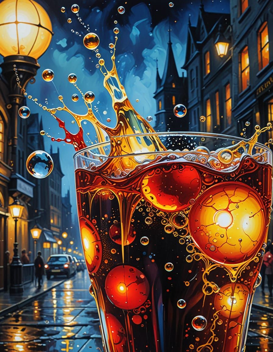 Steampunk Gothic Macro View of Fizzy Drink Bubbles