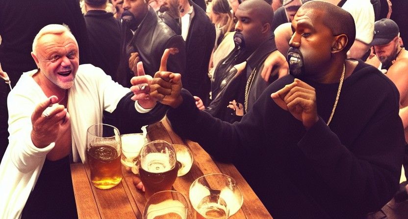 Kanye West and Anthony Hopkins at Oktoberfest