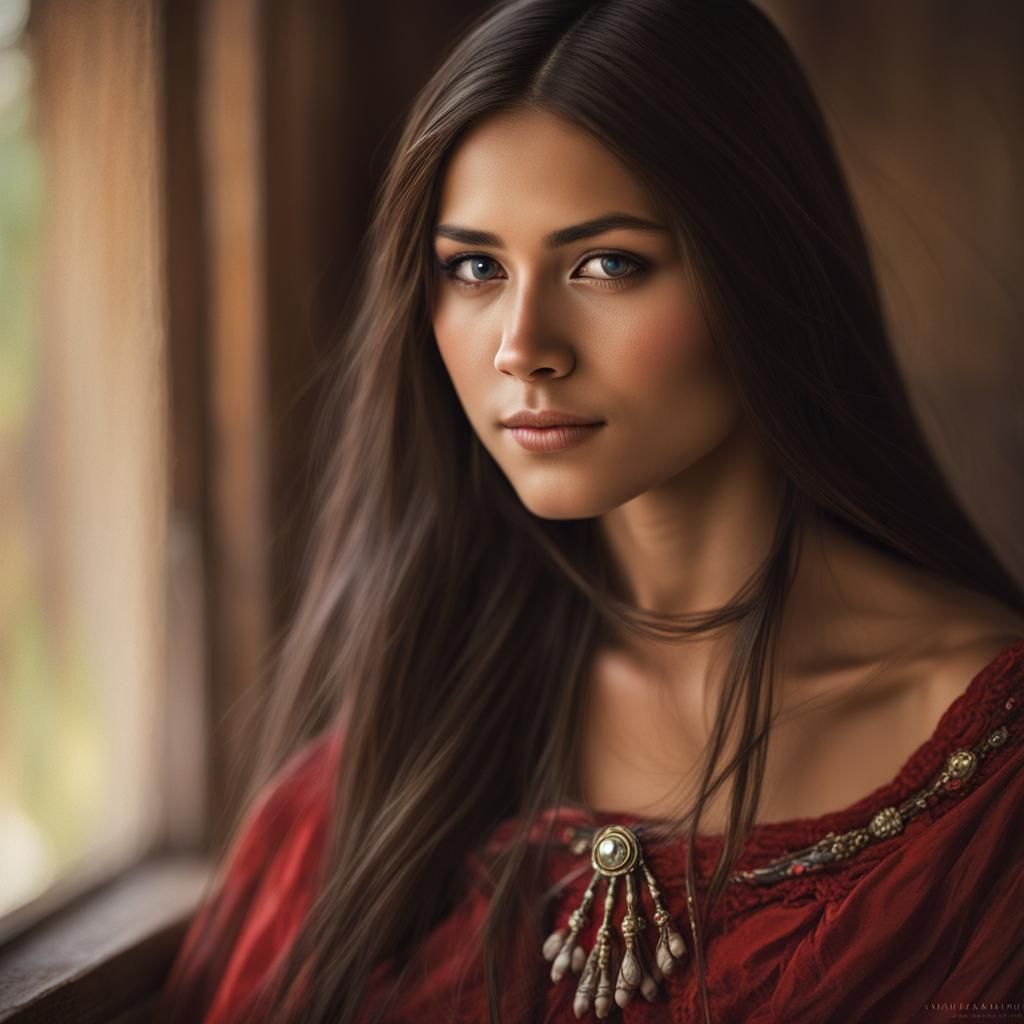 Ethereal Portrait: Native American Woman with Newborn