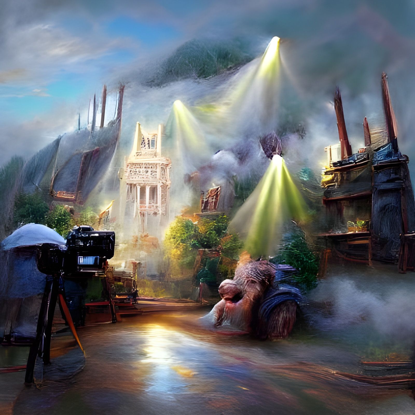 Ethereal Castle with Volumetric Lighting in Fantasy Style
